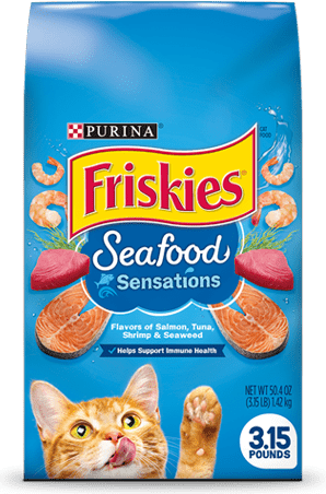 Friskies Seafood Sensations With Flavors Of Salmon, Tuna, Shrimp & Seaweed